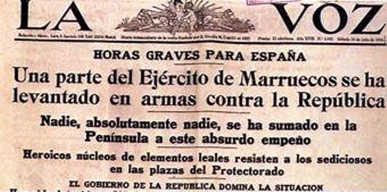Portada del diario “la Voz’ donde se le resta importancia al alzamiento