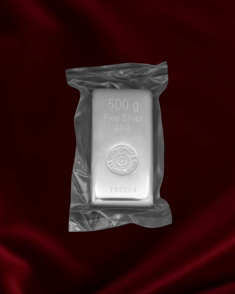 lingote de plata SEMPSA de 500 gr. Pureza 999.