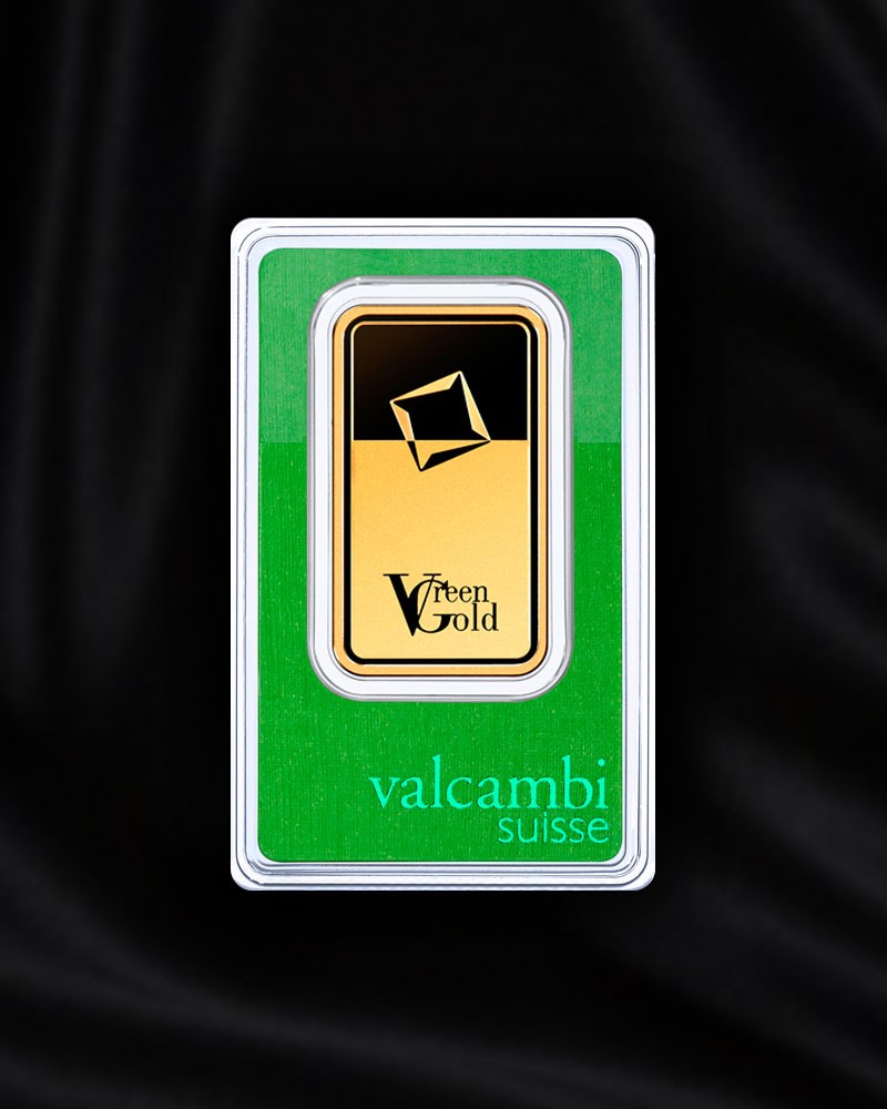 Lingote de ORO de inversión de 50 gr de Oro Verde de Valcambi