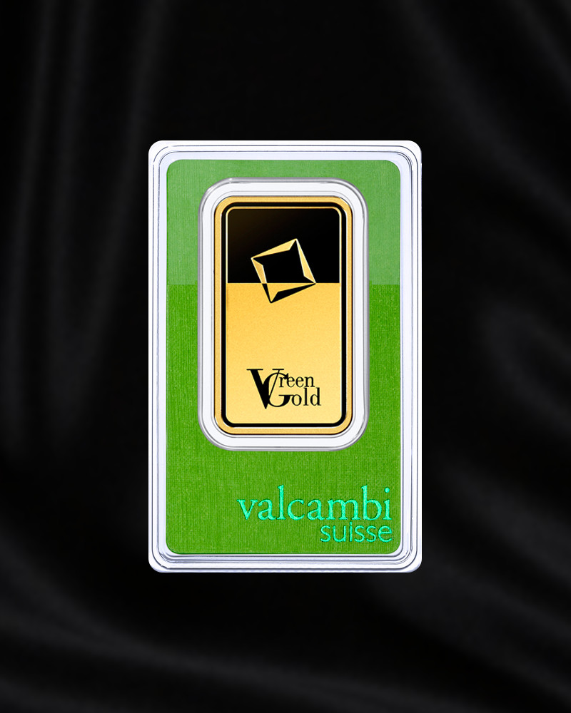 Lingote de ORO de inversión de 50 gr de Oro Verde de Valcambi Lingote de ORO de inversión de 50 gr. de Oro Verde de Valcambi