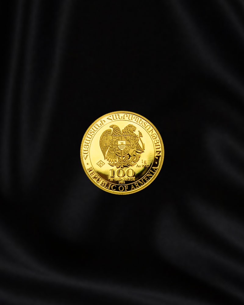 Moneda de oro Arca de Noé de Armenia de 1 gr