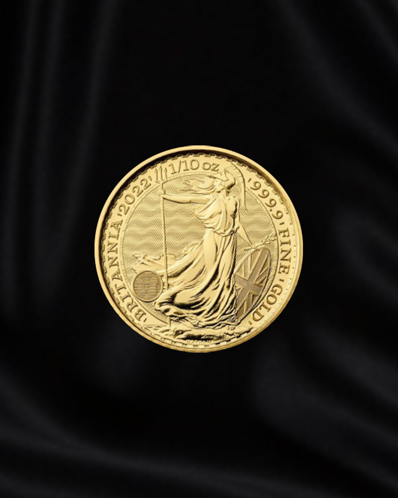 Moneda de oro Britannia de Reino Unido de 1/10 oz