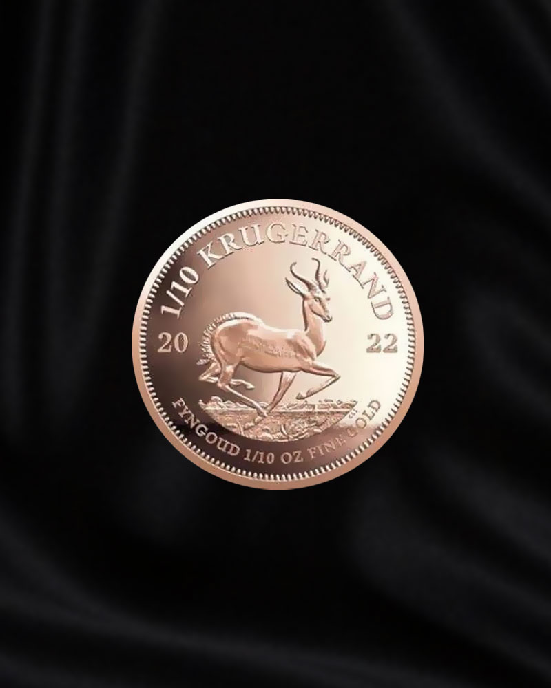 Moneda de oro Krugerrand de Sudáfrica de 1/10 oz