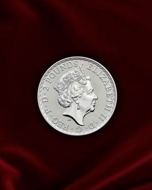 Moneda de plata Britannia de Reino Unido de 1 oz. Dorso