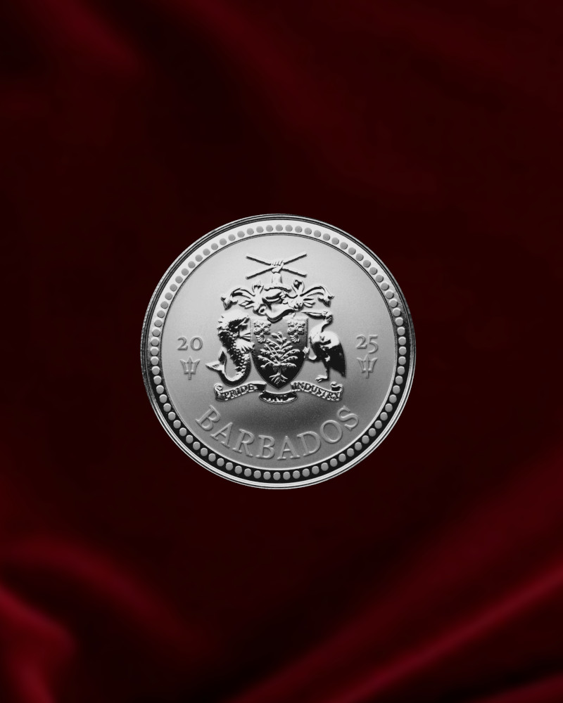 Moneda de plata de inversion de 1 oz del año 2025. Tridente de Barbados