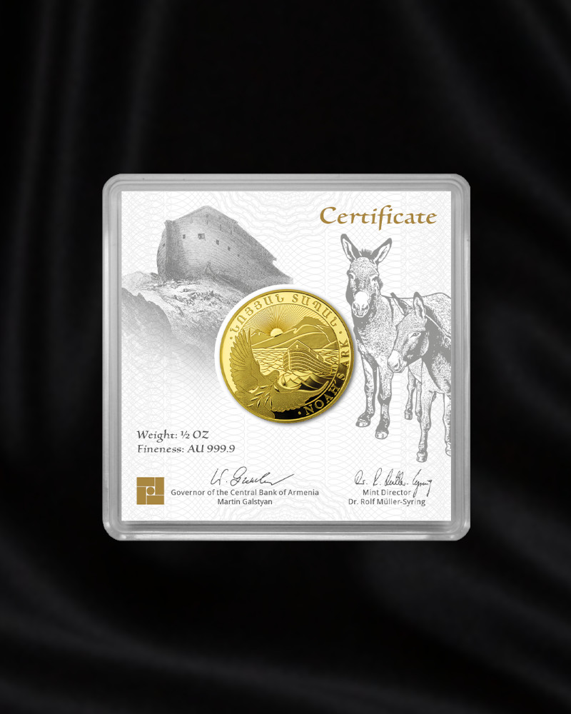 moneda de oro de inversion Arca de Noe de Armenia. 1/2 onza. 2023
