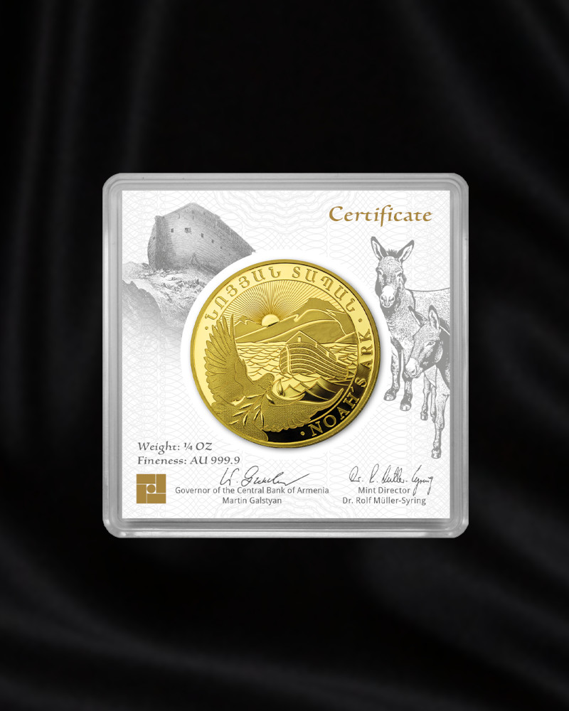 moneda de oro de inversion Arca de Noe de Armenia. 1/4 onza. 2023