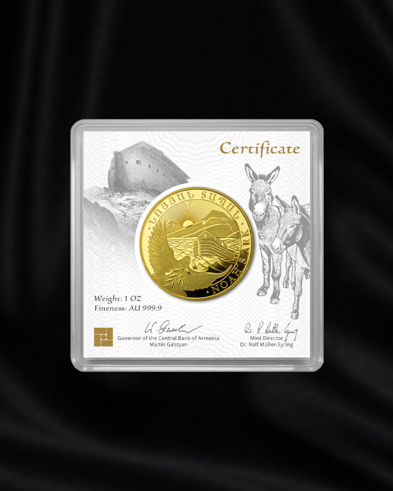 moneda de oro de inversion Arca de Noe de Armenia. 1 onza. 2023