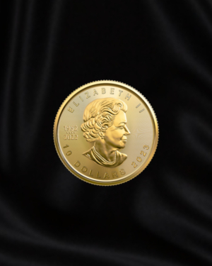 Moneda de oro de inversion arce de canada de 1/4 onza. 2023