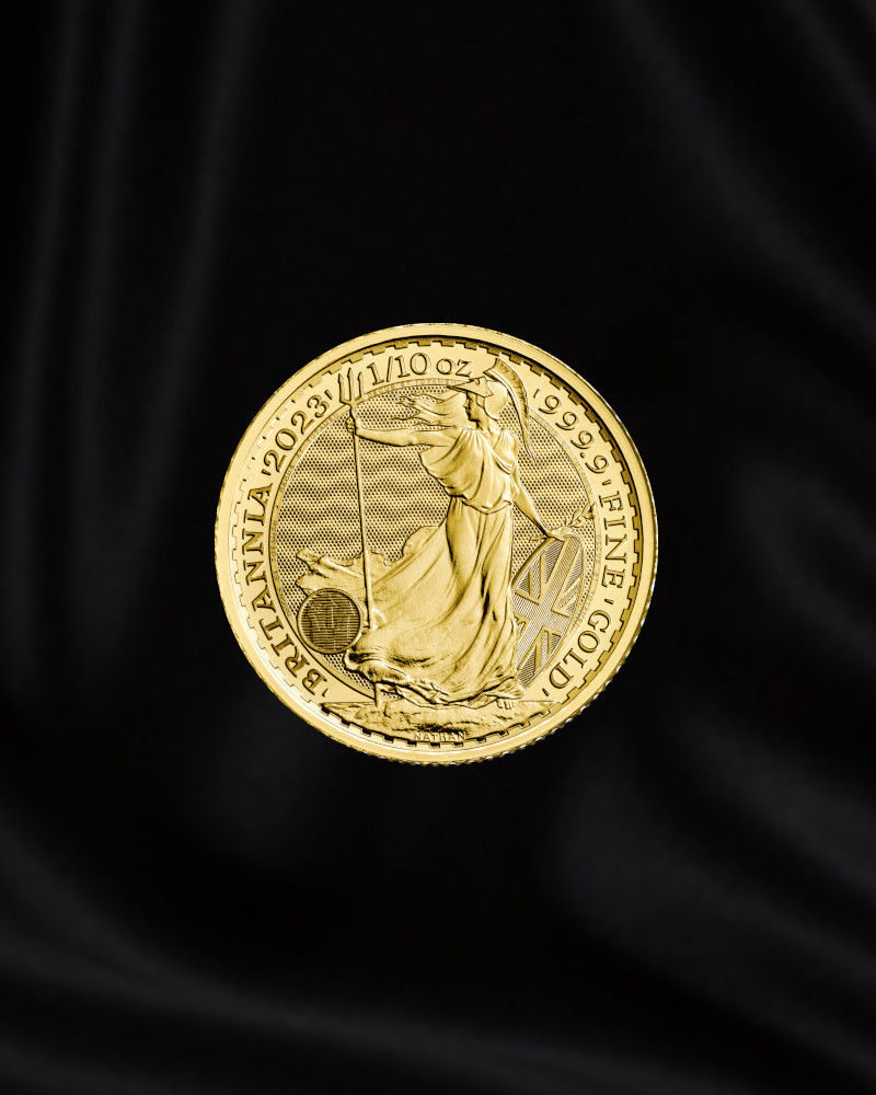 Moneda de oro de inersion BRitannia de 1/10 de onza. 2023