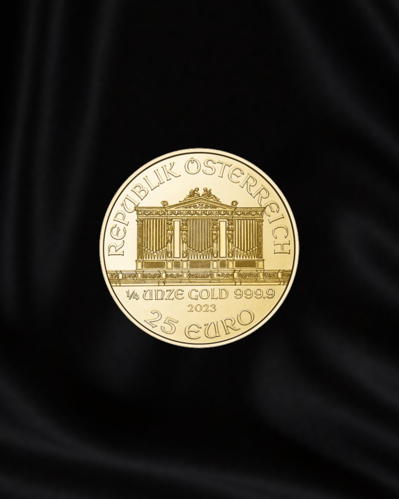 Moneda de oro de inversion 1/4 onza Filarmonica de Viena. 2023