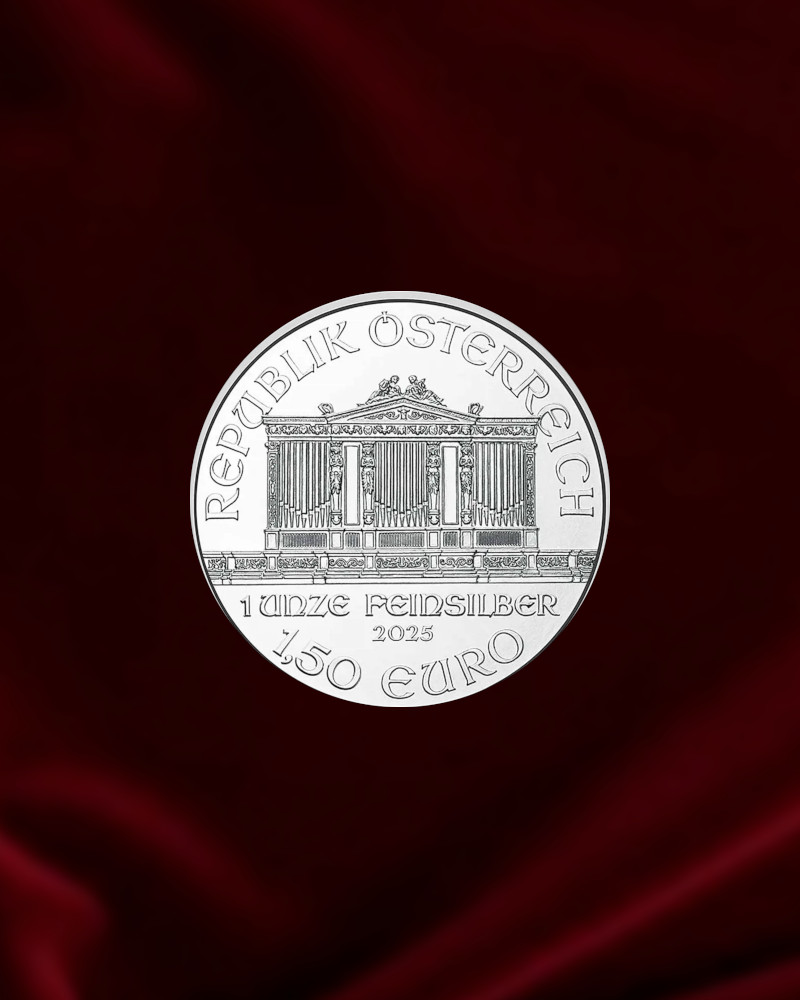 Moneda de plata de inversion Filarmonica de Viena. Año 2025. Pureza 999