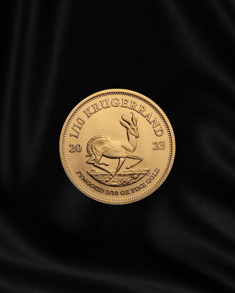 Moneda de oro de inversion Krugerrand de Sudafrica. 2023 1/10 onza