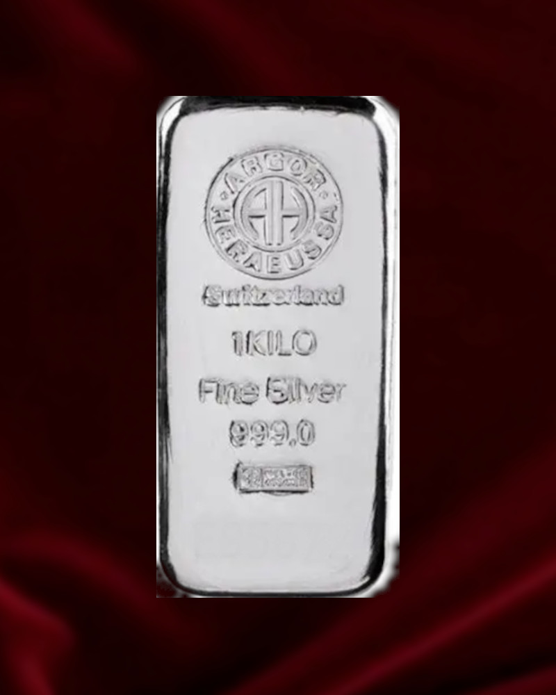 lingote de plata de 1000gr Argor Heraeus.