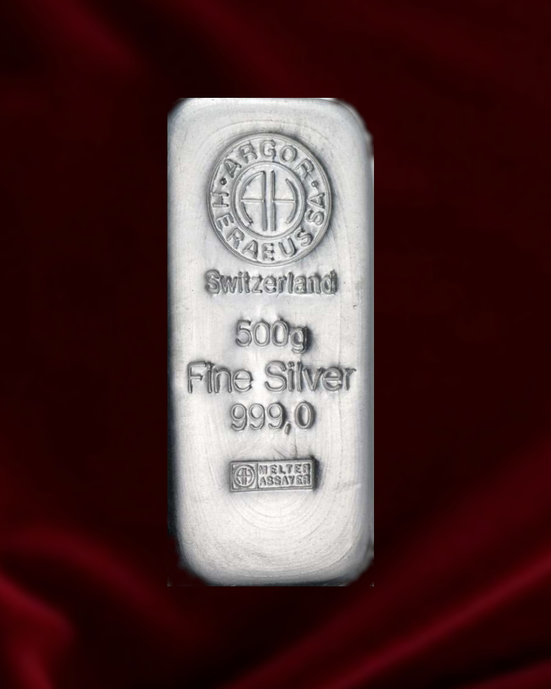 lingote de plata de 500gr Argor Heraeus.