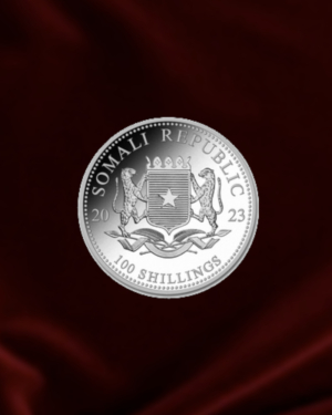 Moneda de PLATA Leopardo de Somalia de 1 oz. Año 2023 (Reverso)
