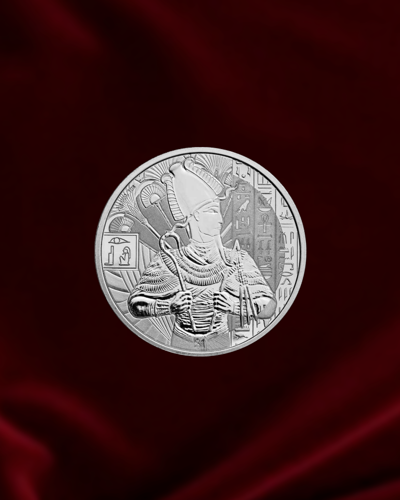 MMoneda de plata de inversion de 1 onza Osiris, emitida por Sierra Leona