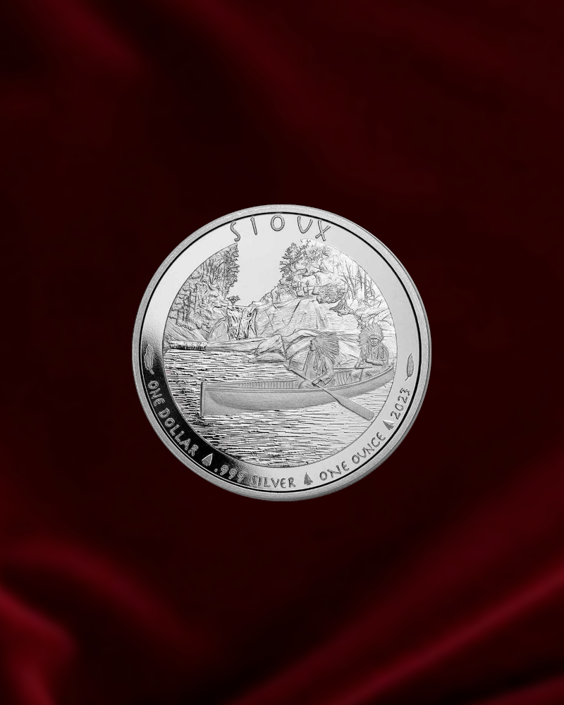Reverso de nueva moneda Jefe indio Sioux, 1 onza de plata de inversión (bullion)