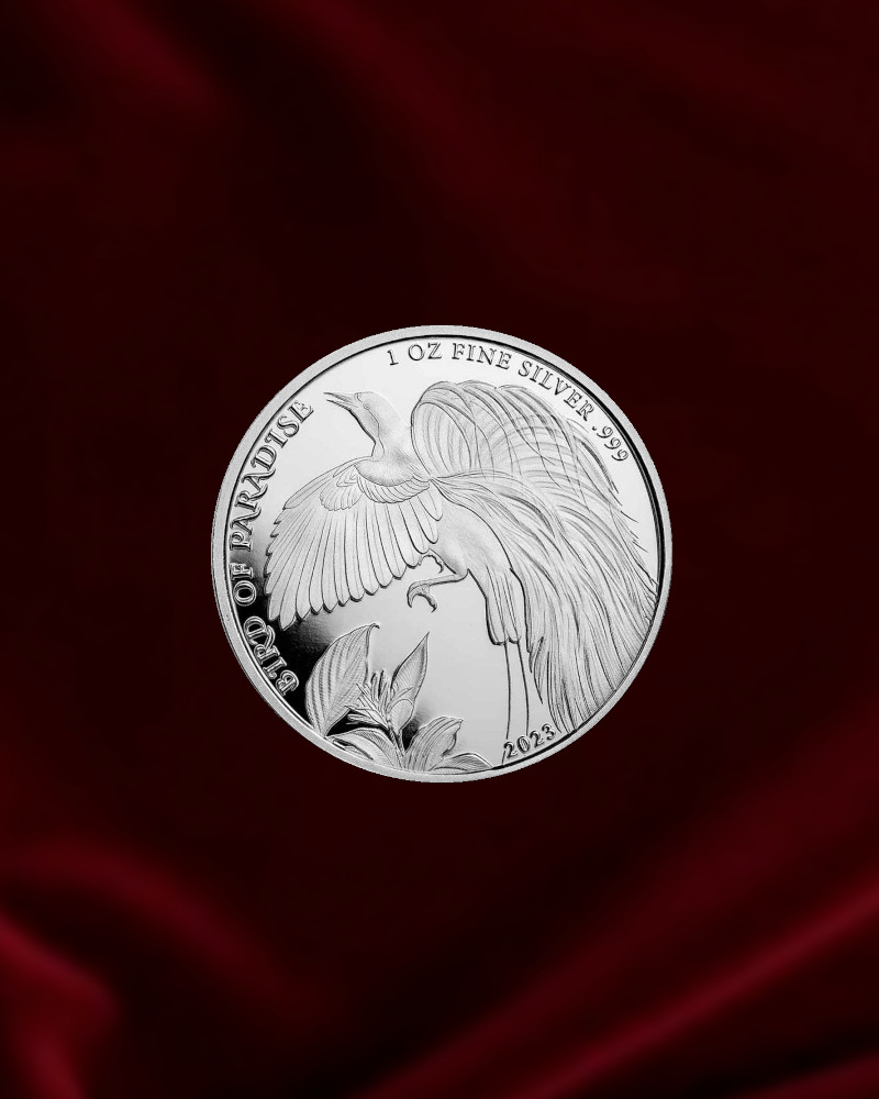 Moneda de plata de inersion de 1 onza. Ave del paraiso