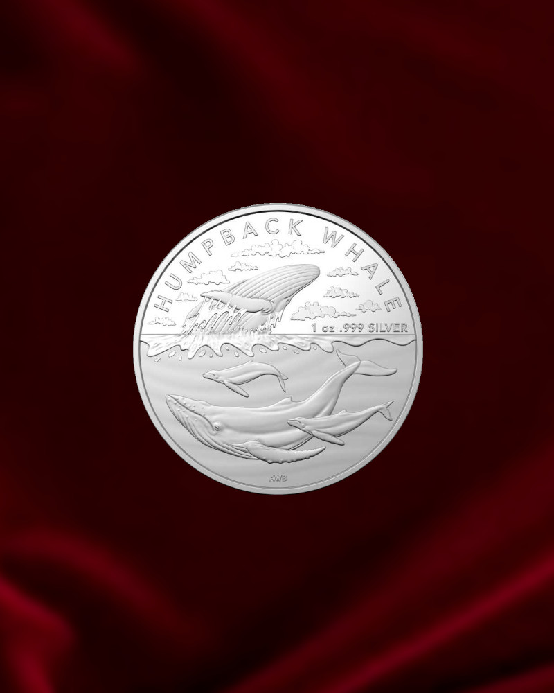 ballena jorobada, moneda de plara de inversion de 1 onza