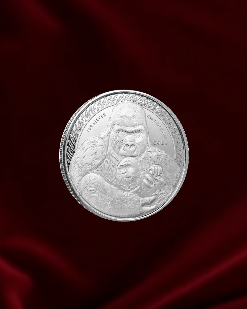 Moneda de plata de inversion de 1 onza. Gorila de El Congo
