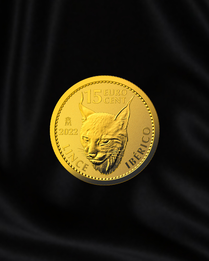 moneda de oro de inersion 1/10 de onza de lince iberico de España. FNMT