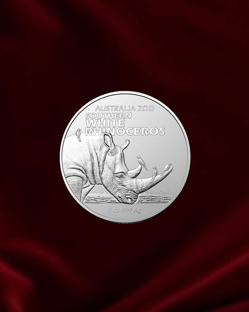 moneda de plata de inversion rinoceronte blanco de sur. Australia