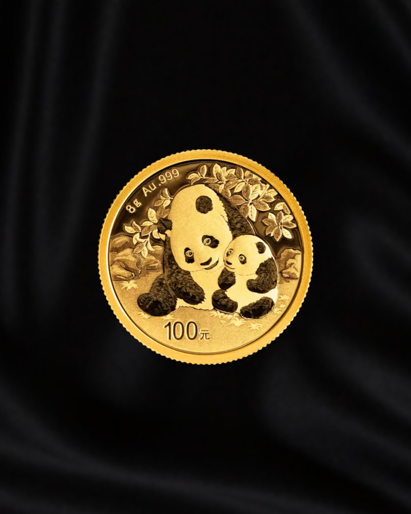 Moneda de oro de inversion Panda de China de 8 gr. 2024. CMC Metales precioso
