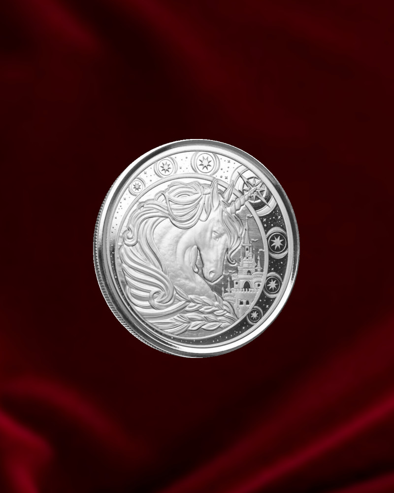 Moneda de plata de inversion de 1 onza. Unicornio de Ghana
