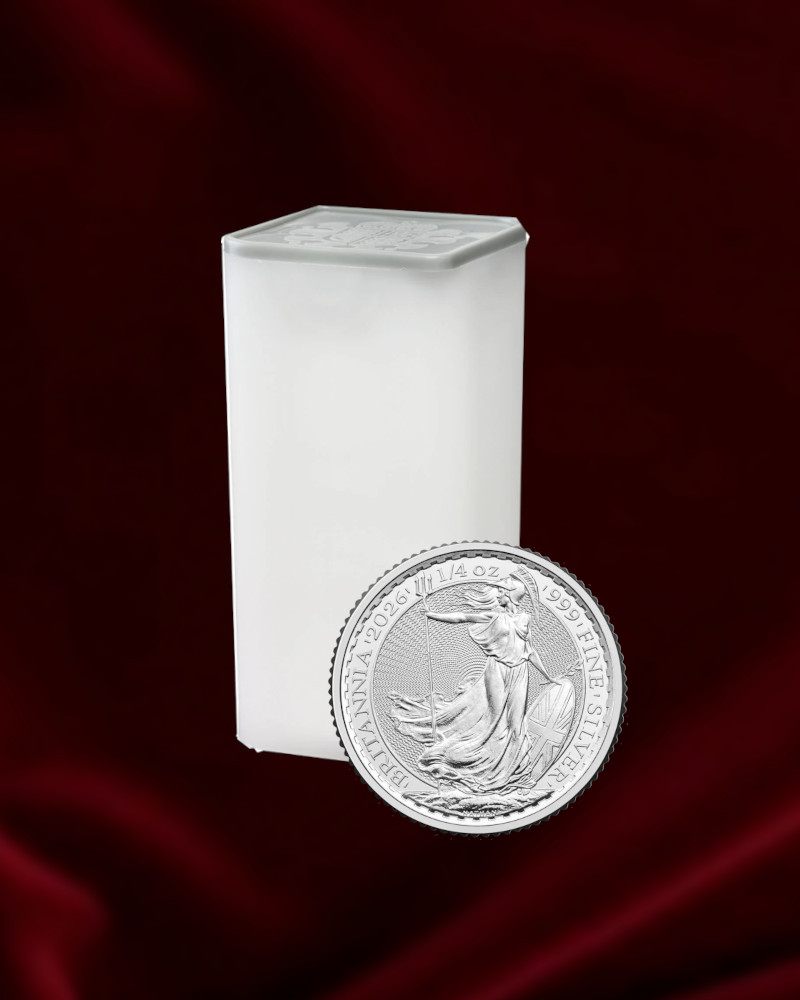Tubo de 19 Monedas de plata Britannia de Reino Unido de 1/4 oz – Carlos III. 2026