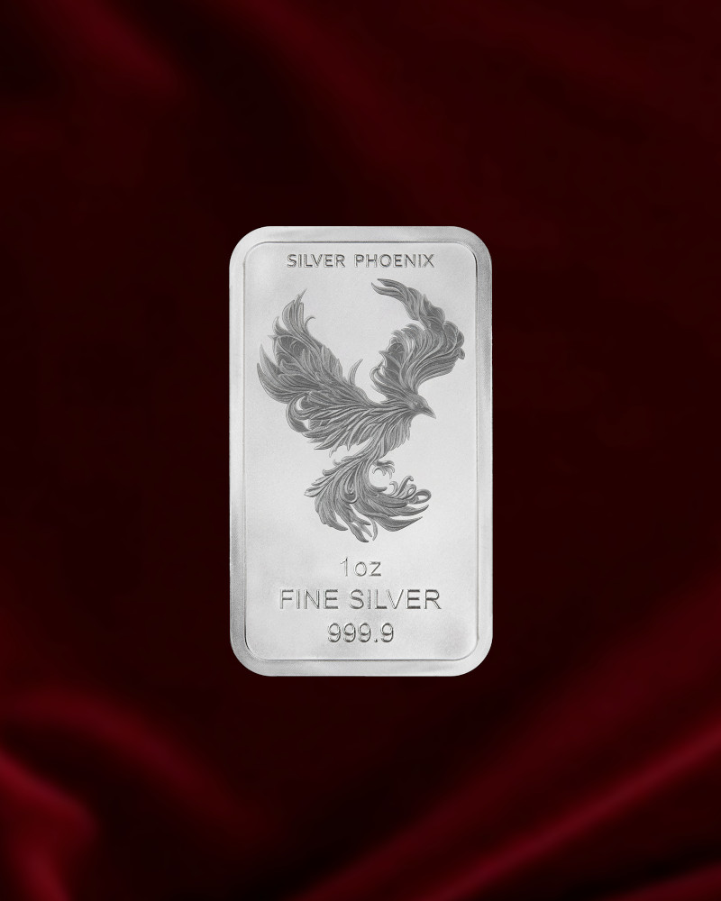 Lingote de plata ave fenix de 1 onza