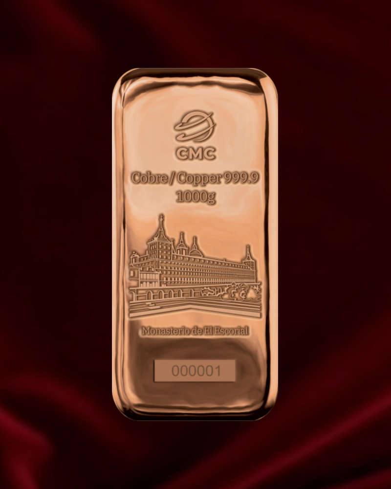 Lingote de cobre de inversión de 1 kg. CMC MEtales preciosos en colaboracion con Germania mint