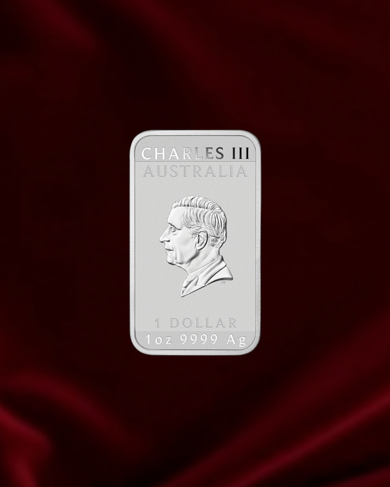 Moneda dragon rectangular de Australia. 2026, 1 onza. Pureza 999,9.