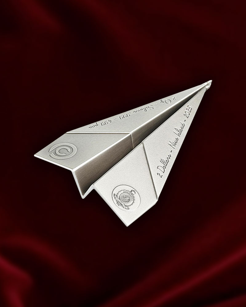 Avión de papel, moneda de plata de inversión de 2 onzas, 999,Niue..2025