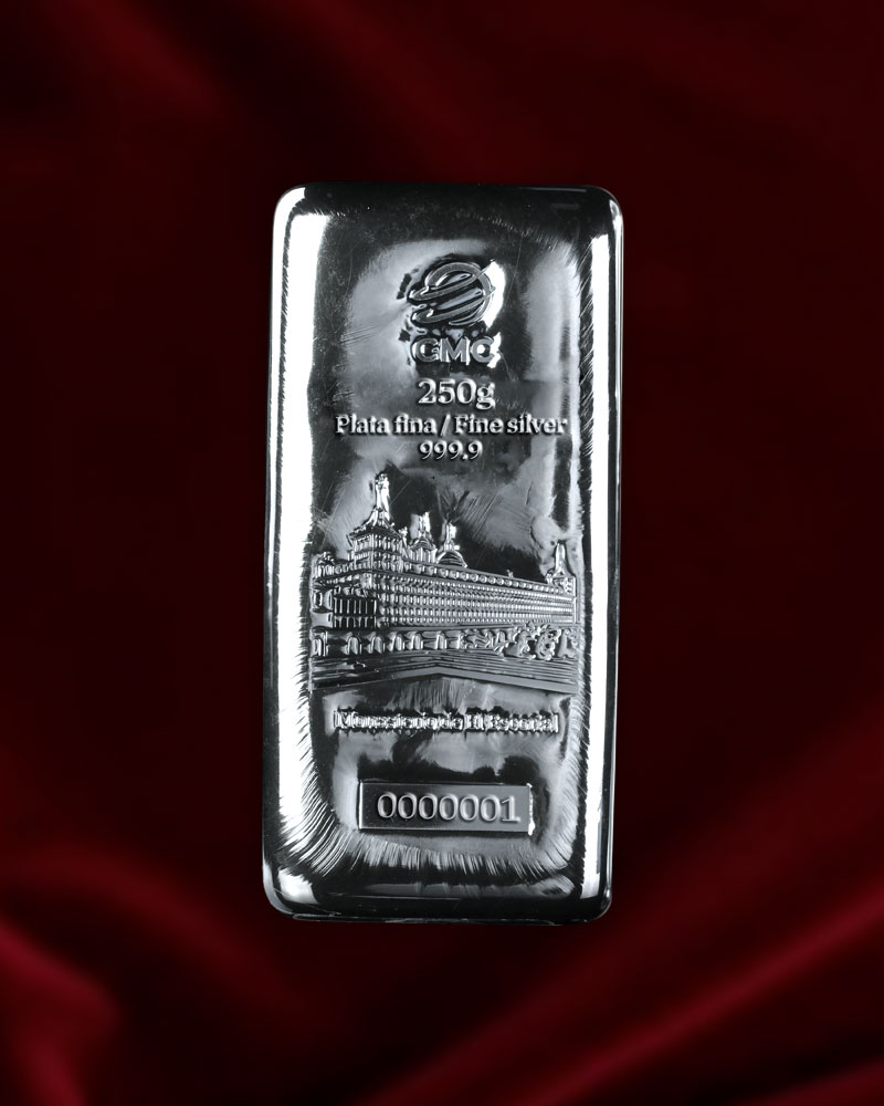 Lingote de PLATA de inversión CMC de 250 gr Monasterio de El Escorial. Envíos a partir del 20 de mayo.
