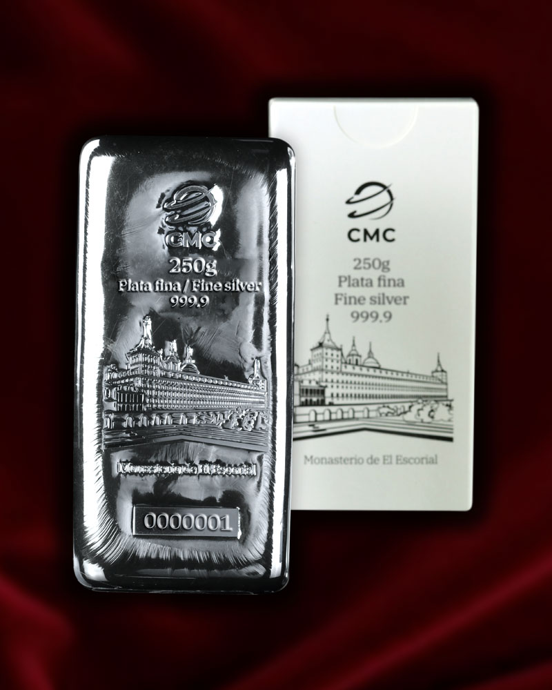 Lingote de la marca CMC de plata de inversión de 250 gr, Pureza 999,9.