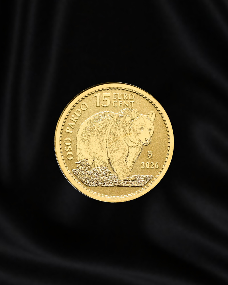 Moneda de ORO Oso Pardo de España de 1/10 oz Proof Inverso. 2026
