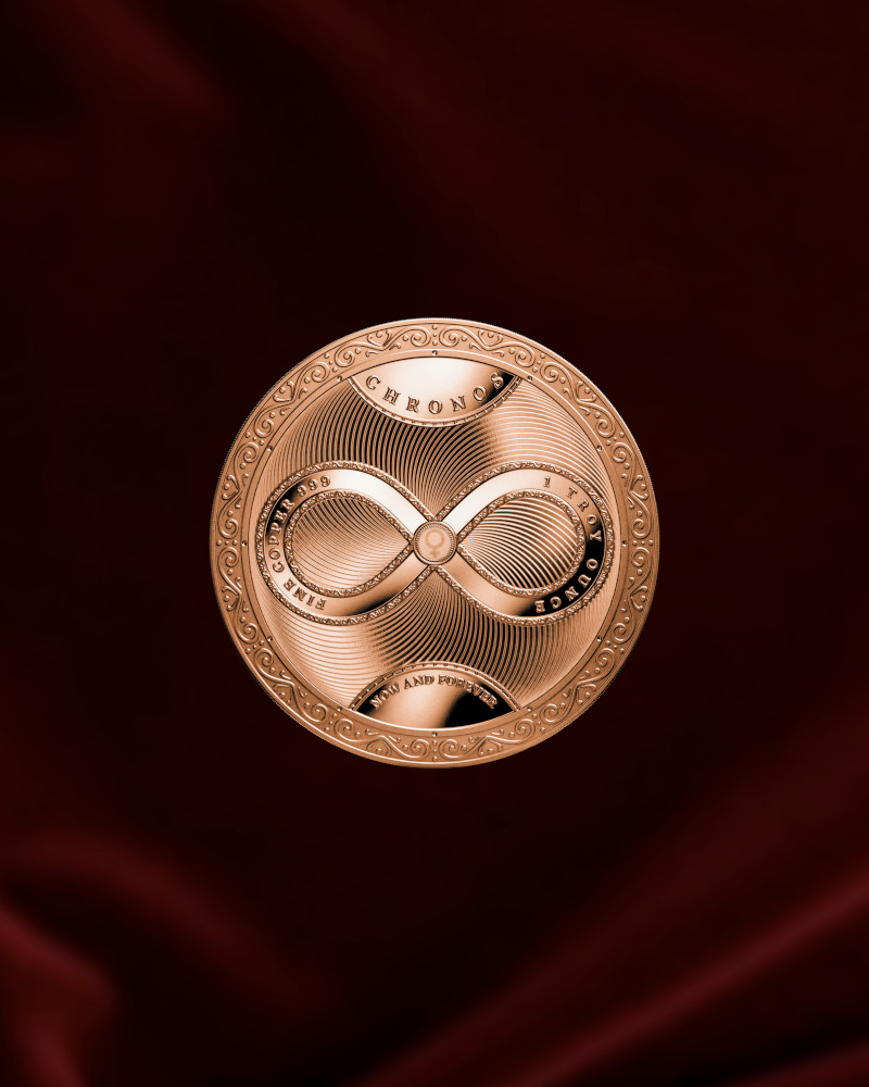 Moneda Chronos de cobre de 1 oz de pureza 999, año 2026.