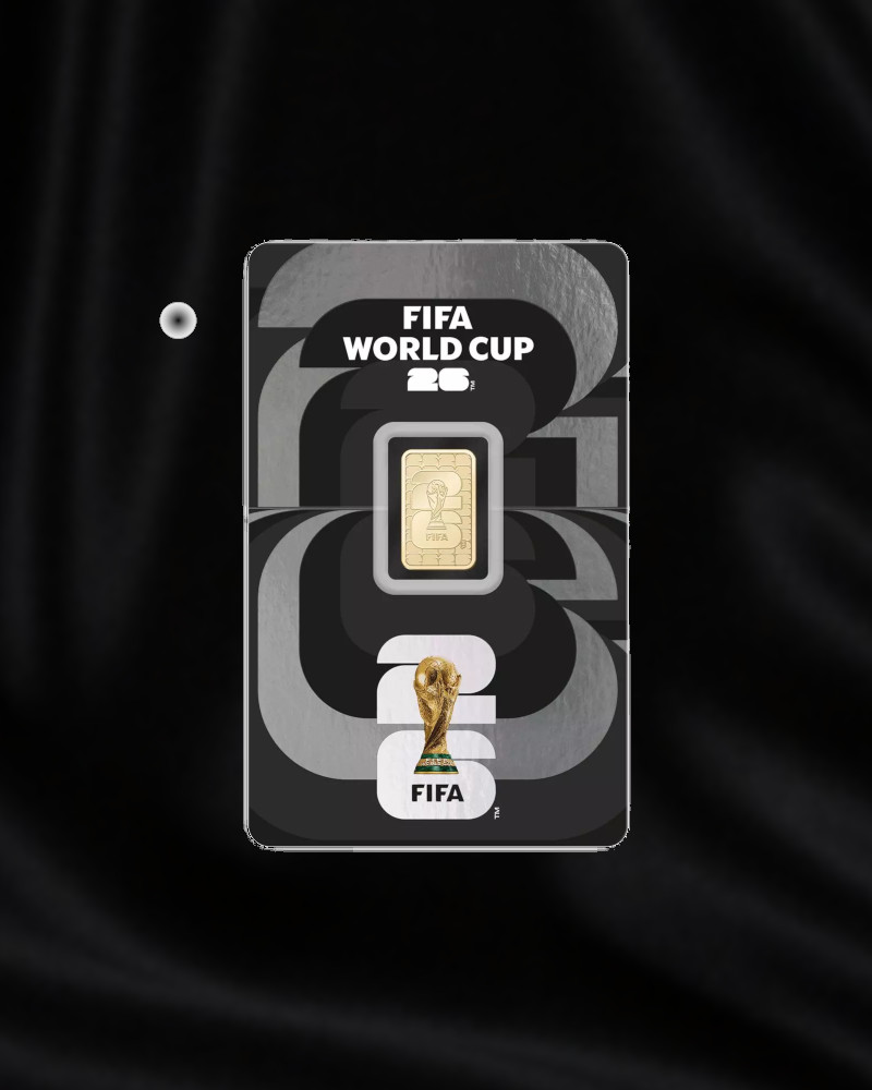 Lingote de ORO conmemorativo Copa Mundial de la FIFA 2026 de 1 gr. Pureza 999,9. Entrega a partir del 15 de julio.
