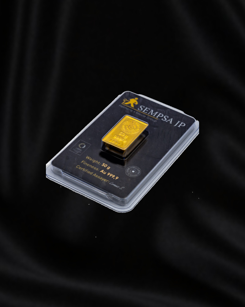 Lingote de ORO de inversión de 50 gr. de SEMPSA - 
