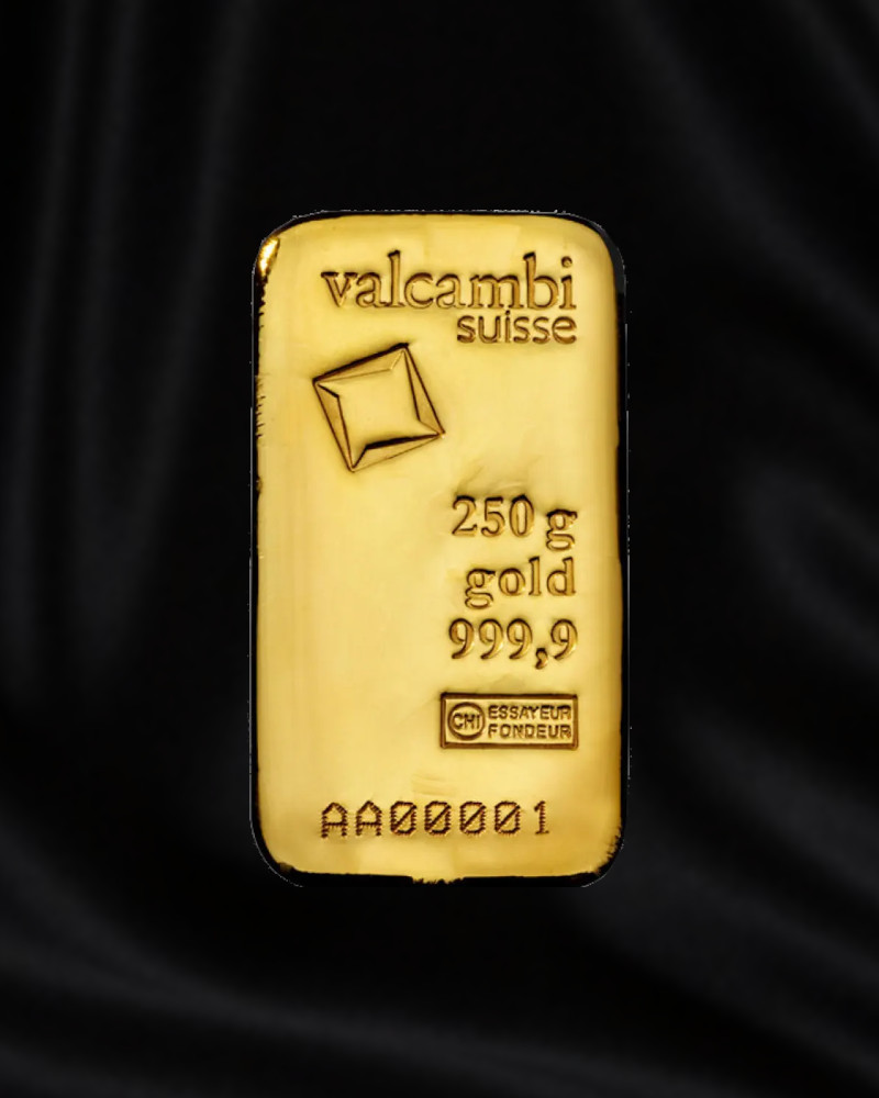 Valcambi_250gr_anv Lingote de oro de inversión de 100 gr de Valcambi. Suiza Pureza 999,9.